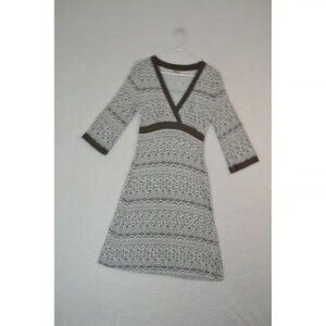 Athleta Women's Small Brown Faux Wrap 3/4 Sleeve Jersey Knit Dress